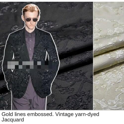 European and American Gold Three-Dimensional Dark Vintage Yarn -Dyed Jacquard Suit Jacket Fashion Fabric Brocade Fabric