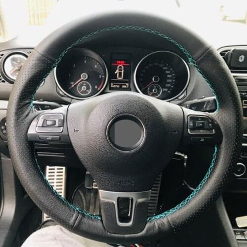 HKOADE Hand-sewing Black Hige Soft Artificial Leather Car Steering Wheel Covers for Volkswagen VW Beetle 2012-2016 Up 2013-2016