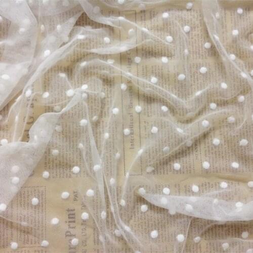 1yards/lot Good Quality White Cotton Dot Embroidered Soft Mesh Lace Cloth 3D Classic Fabric Dress Garment Lace DIY Craft X578