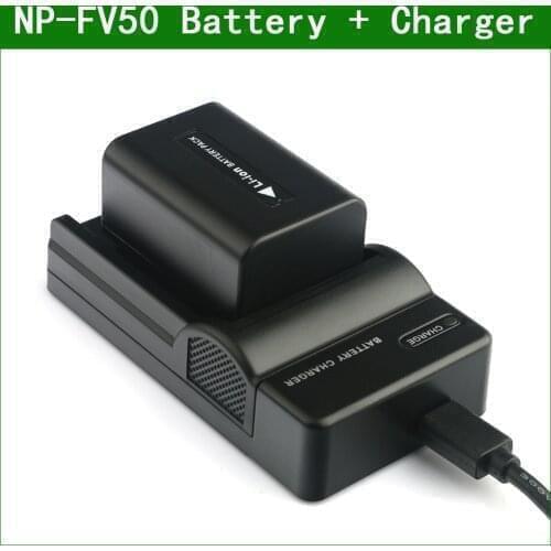 LANFULANG NP-FV50 Battery and Ultra Slim Micro USB Battery Charger for Sony HDR-CX420 HDR-CX305 HDR-CX590 HDR-CX610