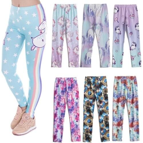 Baby Girls Spring Unicorn Bottoming Long Pants Kid Soft Leggings Summer 2 To 9 Yrs Children Elastic Waist Trouser Skiny Legging