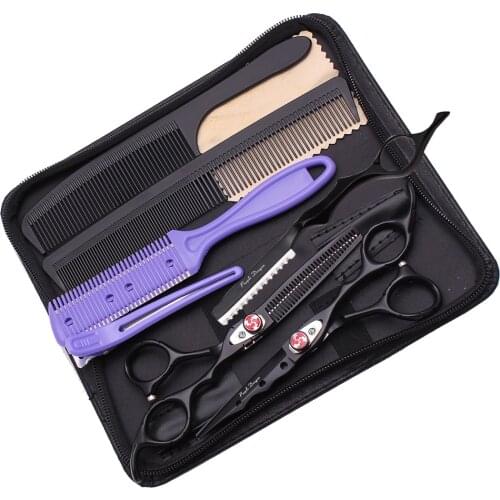 Professional Hair Barber Scissors 6 inch Black Japan 440c Hairdressing cutting barbershop Scissors