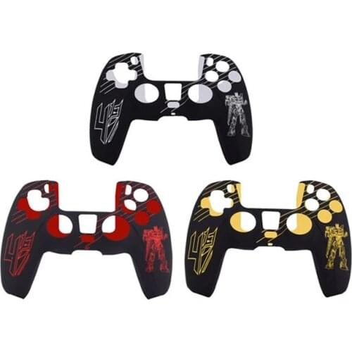 Anti-slip Silicone Rubber Protective Cover Gamepad Skin Case Soft Shell & 2Pcs Thumb Cap Grips for PS5 Wireless Game Controller