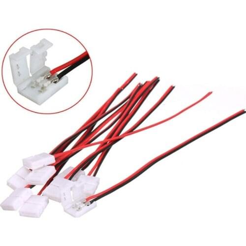 5pcs/lot LED Strip Connector 2pin 10mm 8mm two end one end with Wire Free Welding Connector No Need Soldering