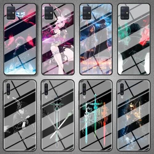 Sword Art Online Anime Glass Case For Samsung Galaxy A50 A71 A51 A70 A10 A31 A41 A21s A40 A91 A30 M21 M31 M51 Back Cover