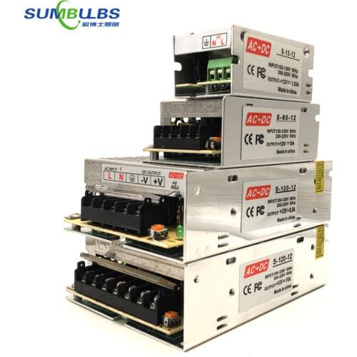 DC12V 1A 2A 3A 5A 6A 8A 10A Power Supply Transformer LED Driver 10W 15W 25W 60W 100W 120W LED Strip Lighting AC 110V 220V Input