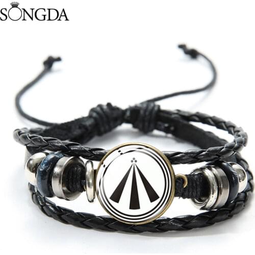 Retro Logo Druid Bracelet Adjustable Handmade Glass Dome Multiple Layer Bracelet Snap Button Beads Wrap Leather Bracelets