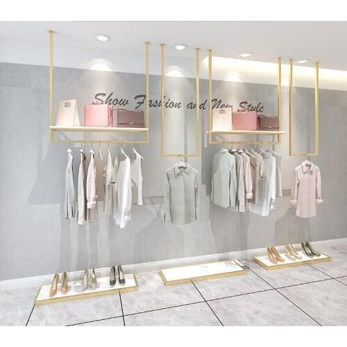 Clothes hanger display rack for clothing store Womens dresses and wedding dresses shelves Ceiling hanging clothes rack U-shaped