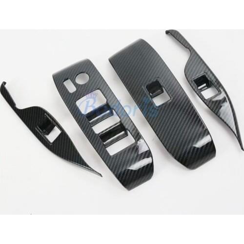 Interior Carbon Fiber Look Window Glass Switch Button Cover Armrest Moulding For Toyota Alphard VELLFIRE 30 2016-2019 Accessory