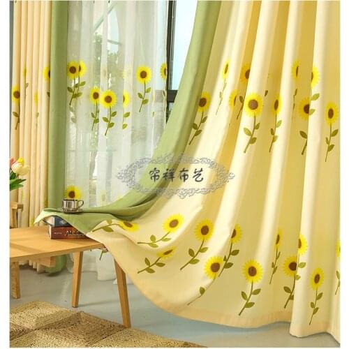 High grade sunflower embroidery curtain is suitable for the living room/bedroom/curtain cloth product customization