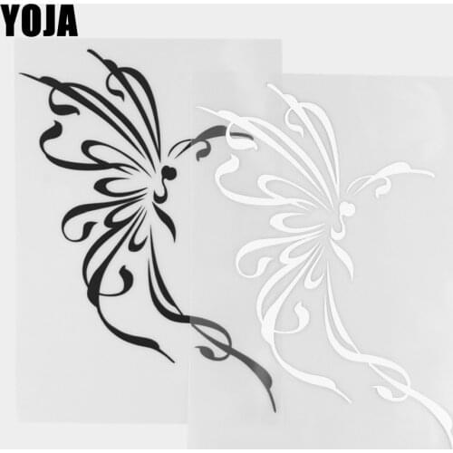 YOJA 11.7×16.2CM Cartoon Animals Pattern Vinyl Decal Lovely Butterfly Car Stickers Black/Silver 19C-0360