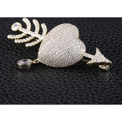 Arrow Through Heart Brooches Pins Creative Zircon Pin Fashion Crystal Jewelry Coat Suit Brooch for Women Men 2020 Christmas Gift