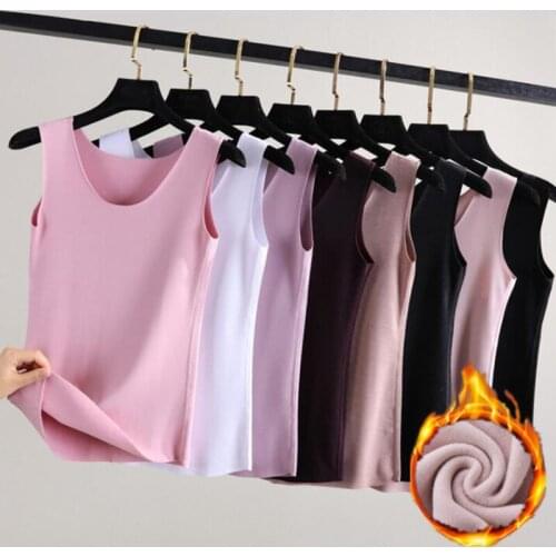Seamless Vest Women Spring Warm Thick Velvet Tank Top Lady O-Neck Solid Slim Sexy Tops T-Shirt Plus Size Cotton Bottoming Shirt