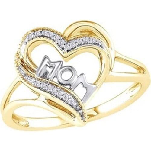 X yan Luxury Ladies Hollow Love Heart Shaped Crystal Zircon Ring for Women Mom Birthday Wedding Engagement Bridal Jewelry