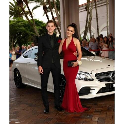 Sexy Long Burgundy V-Neck Prom Dresses Mermaid Stretchy Open Back Floor Length Robe De Soiree Formal Party Gown