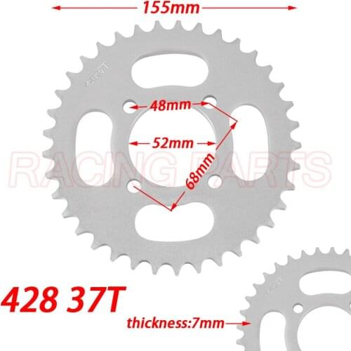 Steel 428 37T Tooth 52mm Rear Chain Sprocket For 110cc 125cc Chinese ATV Quad Pit Dirt Bike Taotao Sunl Motorcycle