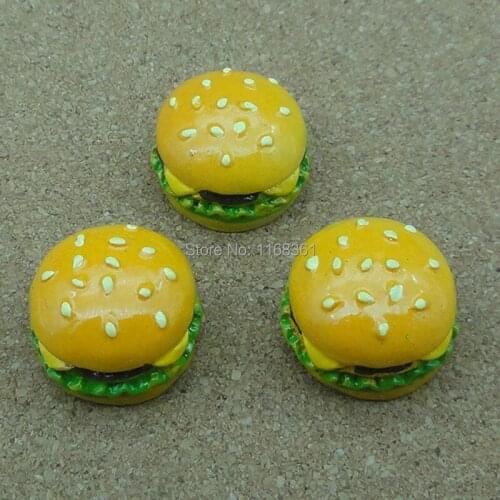 1pcs/lot resin white sesame hamburger 17mm Cabochons Jewelry Fit Mobile Phone Hairpin Headwear DIY Accessories B202-8