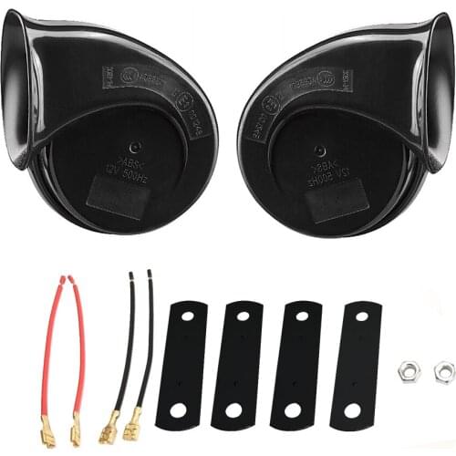 2 Pcs Car Horn Black Universal 12v Loud Dual tone Snail Electric Horn 140db for Car Truck Motorcycle Double Insert Joint