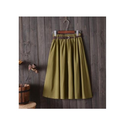 30pcs/lot fedex fast young style woman casual solid skirt girl preppy solid skirt elastic waist with belt