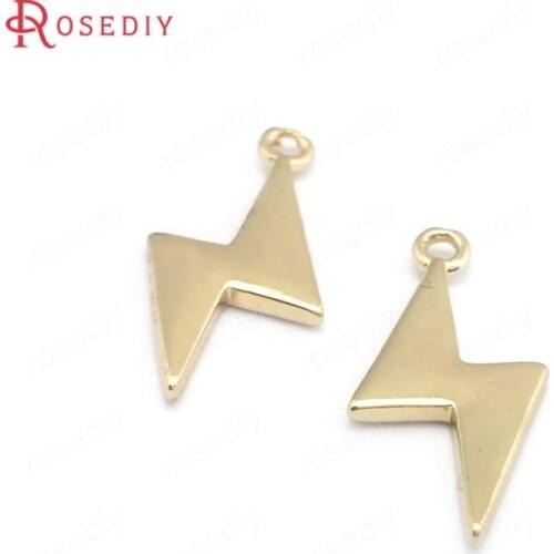 39881)20PCS 8x19MM 24K Champagne Gold Color Brass Lightning Charms Pendants Jewelry Making Supplies Diy Findings Accessories