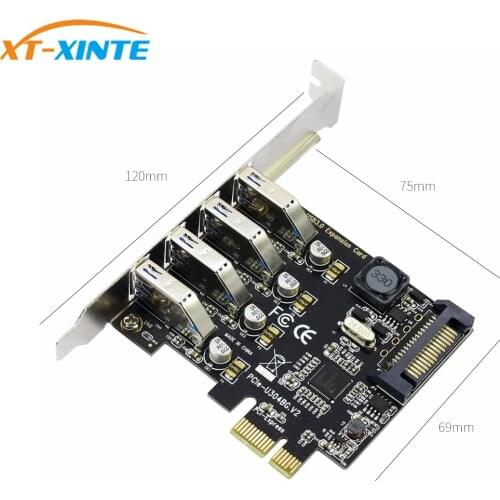 4 Ports USB3.0 Expansion Card PCI-E PCI Express USB 3.0 Adapter Converter for PCIE x1 x4 x8 x16 for Windows 7/8/8.1/10/XP/Vista