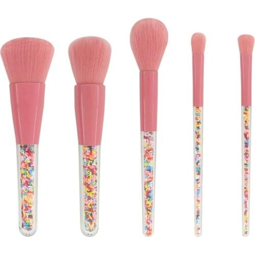 High quality plastic handle 5pcs synthetic hair liquid comcealer brushes makeup brush set in cosmetic