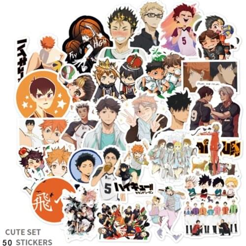 50Pcs/Set Haikyuu!! Stickers Japanese Anime Sticker Volleyball for Decal on Guitar Suitcase Laptop Phone Fridge Motorcycle Car