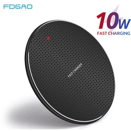 FDGAO Wireless Charger For iPhone 11 XS XR X 8 Airpods Pro Qi 10W Induction Fast Charging Pad for Samsung S20 S10 Xiaomi Mi 10 9