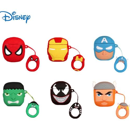 Marvel Avengers Spiderman Venom Iron Man Hulk Thor Cases For Airpods 1/2 TWS Earphone Cover Action Figurine Toys For Adult Gifts