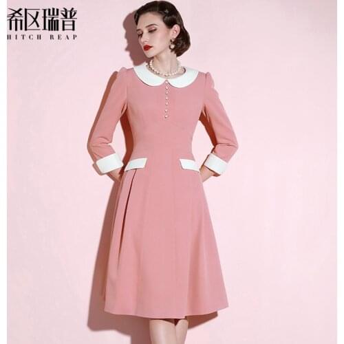 Elegant Celebrity Temperament Doll Collar 2021 Spring And Autumn New Fashion Retro Bubble Sleeve Dress