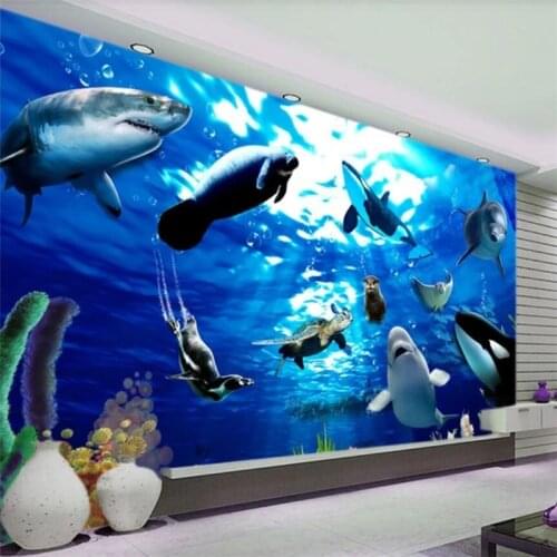 Customized Wallpaper 3D Mural Underwater World Animal Exquisite Dolphin Decorative Painting Living Room Childrens Room фотообои