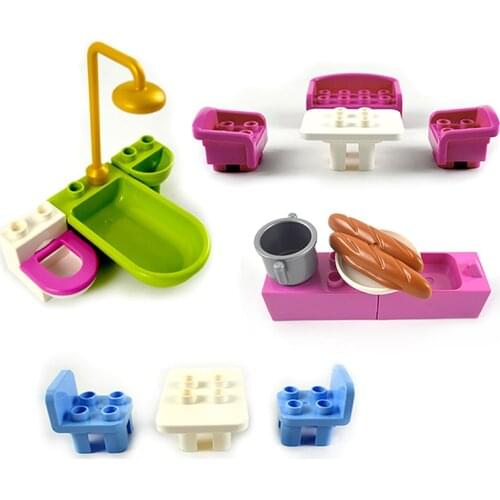 Building Blocks big bricks DIY toys family Scene Bathroom sofa Cooker bread Chair figures Compatible All Brands Big block
