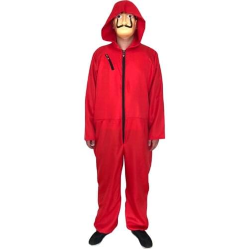 La Casa De Papel Costume The House of Bill Halloween Cosplay Red Jumpsuit with Mask Party Mask Money Heist Halloween Costume