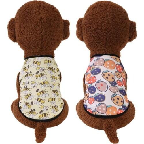 Summer Small Dog Clothes Cartoon Printed Dog Cat Shirt Chihuahua Thin T-shirt Puppy Vest Yorkshire Breathable Cute Pets Clothing