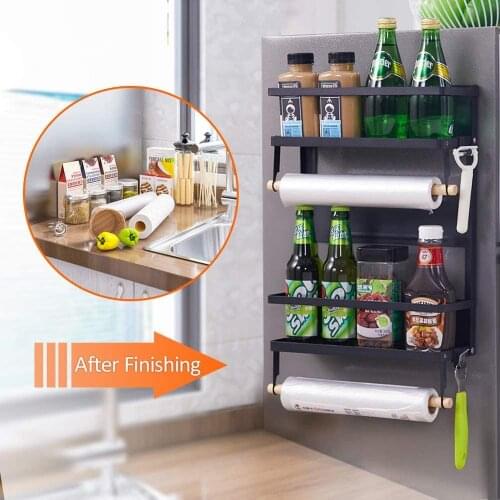 Magnetic storage rack Refrigerator Rack Creative Kitchen Supplies Folding Storage Shelf Display Multi Functional Magnetic rack