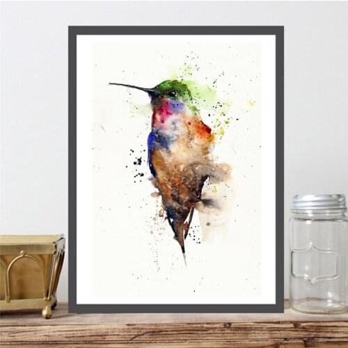 Hummingbird Minimalist Watercolor Wall Art Canvas Poster And Print Canvas Painting Decorative Picture For Living Room Home Decor