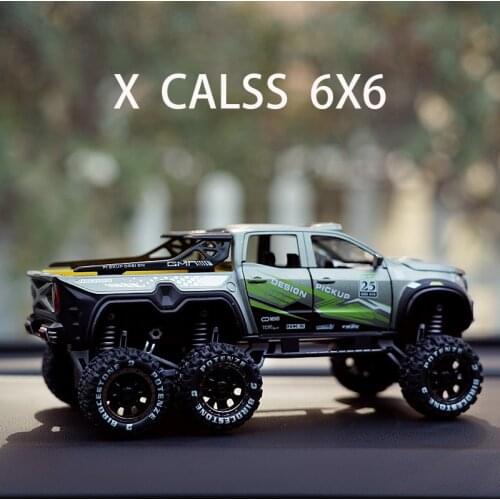 Simulation Alloy Car Modle XCLASS EXY 6X6 Pickup 1/28 Metal Toy Car Sound Light Pull Back Model Toys For Boys Light Toys