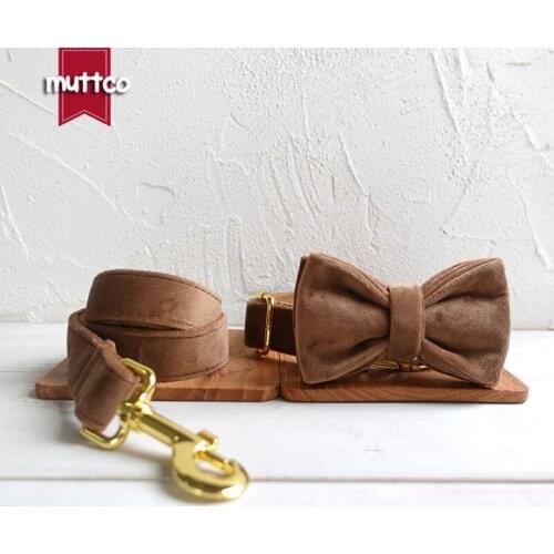 MUTTCO retailing adjustable collar THE AMBER flexible leash set with bow tie for pets security training 5 sizes UDC079B