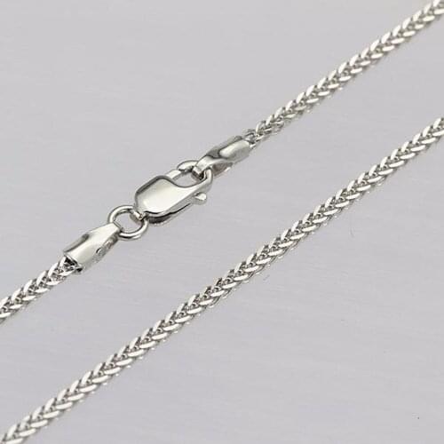 New Pure White Gold Women 1.2mm W Wheat Chain Necklace