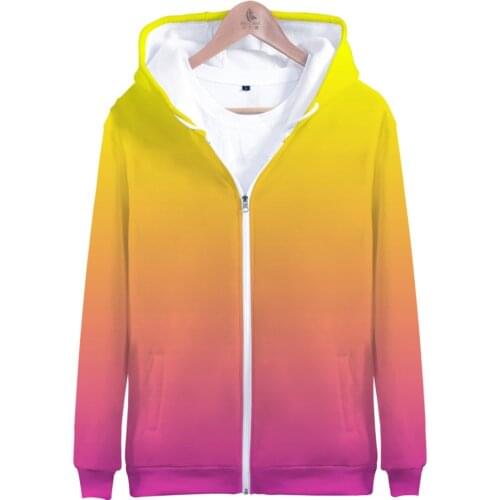 Boy/Girls 3D Zip Up Orange Coats Zipper Hoodies Mens Sweatshirts Custom Colourful Gradient Hoodie Men/Women Solid Color Hooded
