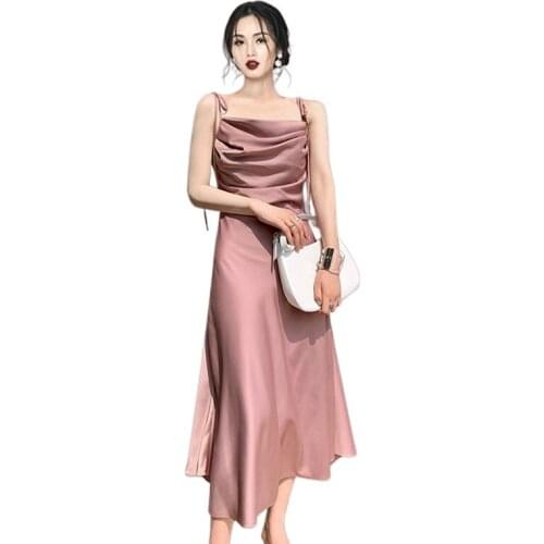 Stain office A line Dress one piece korean ladies Summer Sleeveless Sexy cabaret party maxi Dresses for women