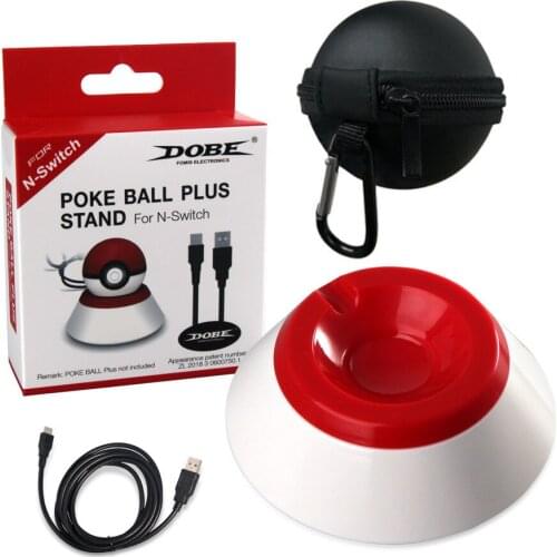 Poke Ball Plus Charging Stand Dock Power Supply for Nintend Switch NS Pokeball Eevee Controller Charger Holder with Carry Bag