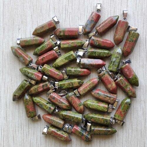 2018 fashion bestselling top quality natural flower green stone hexagonal pillar charms pendants 50pcs/lot wholesale free