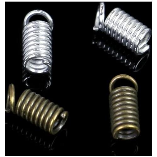 Spring Crimp End Beads Jewelry Findings For Pendant Bracelet Necklace Imitation Rhodium Iron Accessories 50pcs/lot