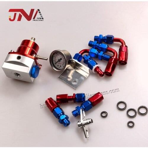 Racing Adjustable Fuel Pressure Regulator Gauge Kit Universial Gauge Oil Line AN6 Oil Hose End
