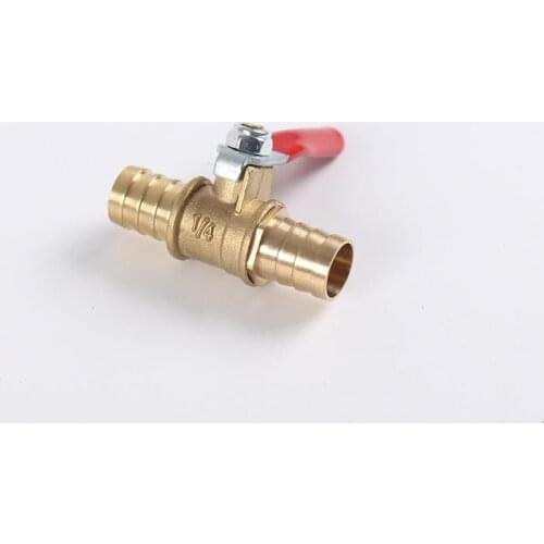 6/8/10/12mm Hose Barb Red Handle Pagoda Brass Water Oil Air Gas Fuel Line Shutoff Ball Valve Pipe Fittings