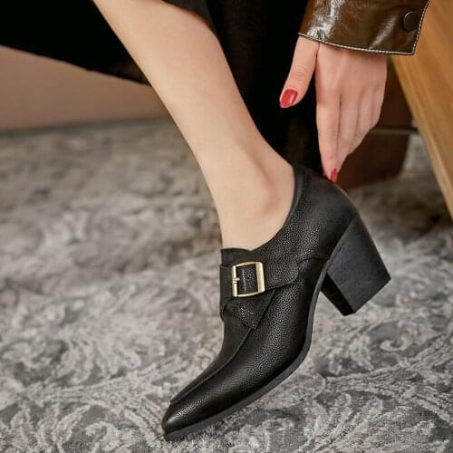 SKLFGXZY 2020 Newest Genuine Leather Pumps Women Shoes Pointed Toe Solid Colors Spring Summer Single Shoes Ladies Dress Shoes