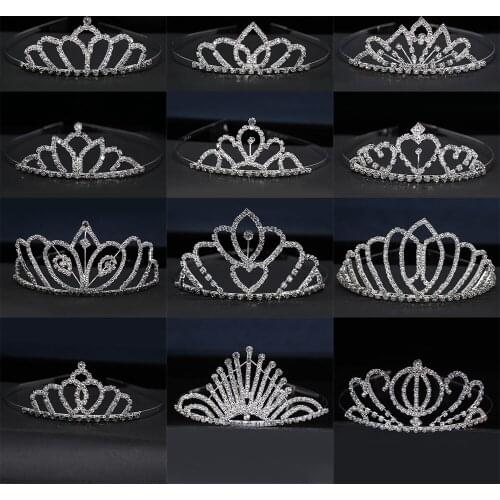 Bridal Crown Tiaras With Comb Silver Princess Crystal Tiaras Crowns Headband Kids Girls Prom Party Wedding Hair Accessories HG11