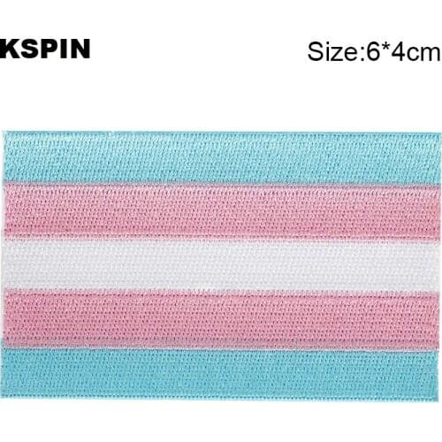 6*4cm Transgender pride Embroidery Patches Iron on Saw on Transfer patches Sewing Applications for Clothes in Home&Garden