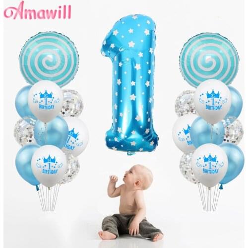 First Birthday Decorations Balloons Lollipop 1 Year Old Latex Confetti Balloons Baby Shower Kids 1st Birthday Party Supplies